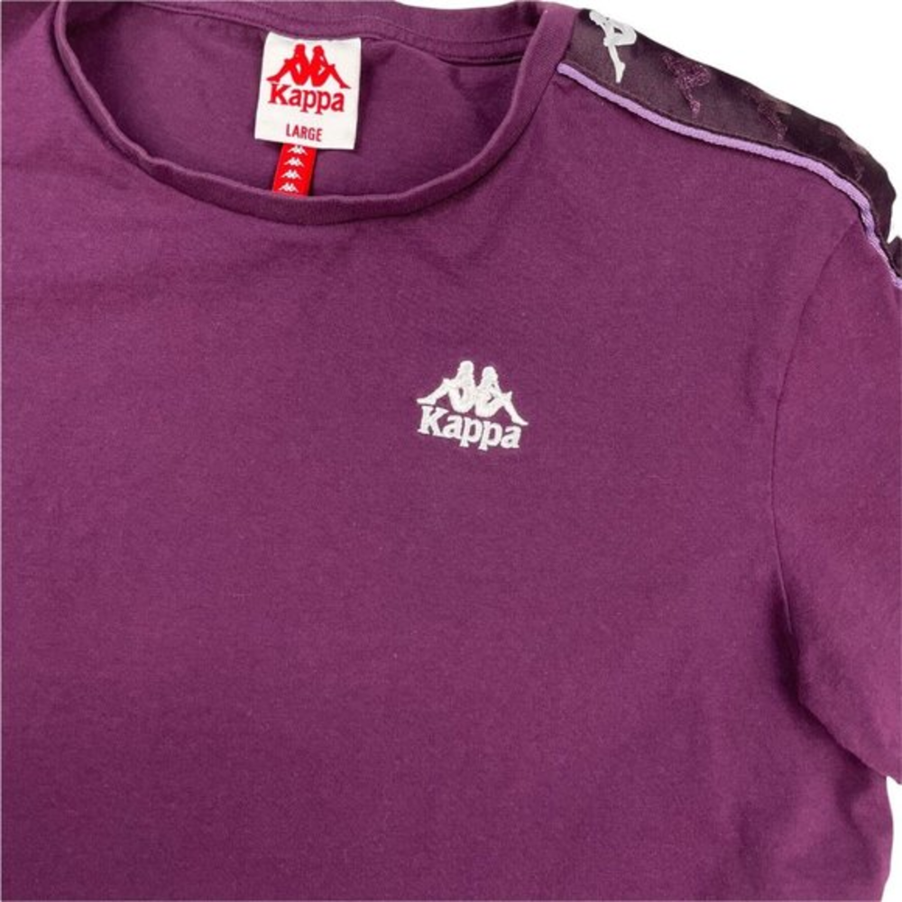 Kappa Purple Crop Top Tee Shirt With‎ Embroidered Women Logo Sz Large T-Shirt
